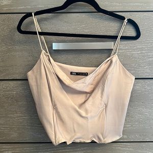 Zara champagne cropped tank